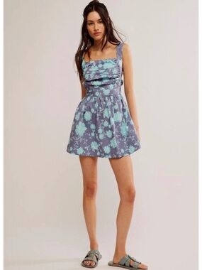 New Free People Meet Me In Maui Sleeveless Minidress in Ocean Combo Size M